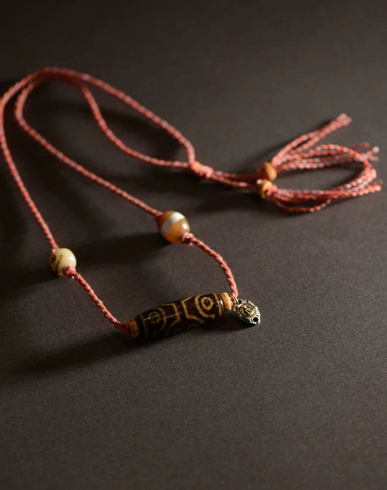 Handmade Rope Tibetan Dzi Bead Pendant