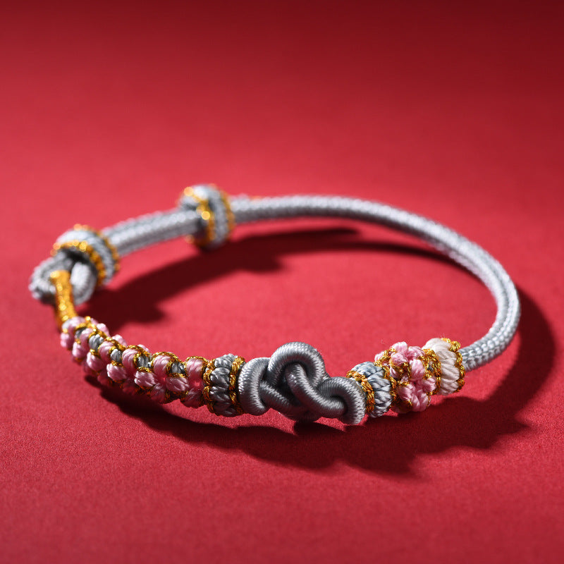 Handmade Red String Bracelet with Mandala Peach Blossom Knot – Couples’ Matching Set for Love and Connection