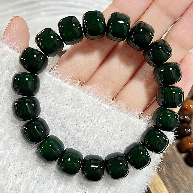 Natural Bodhi Bracelet with Burger-Shaped Beads (Multiple Colors Available)