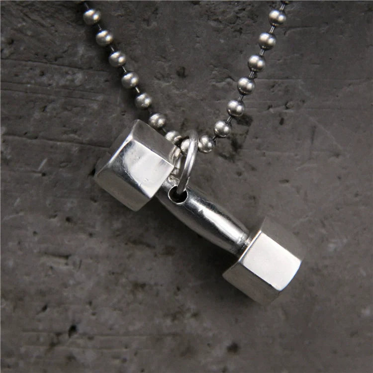 925 Sterling Silver Dumbbell Pendant