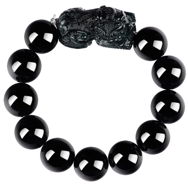 Natural A-Grade Black Jadeite Pixiu Bracelet for Men and Women