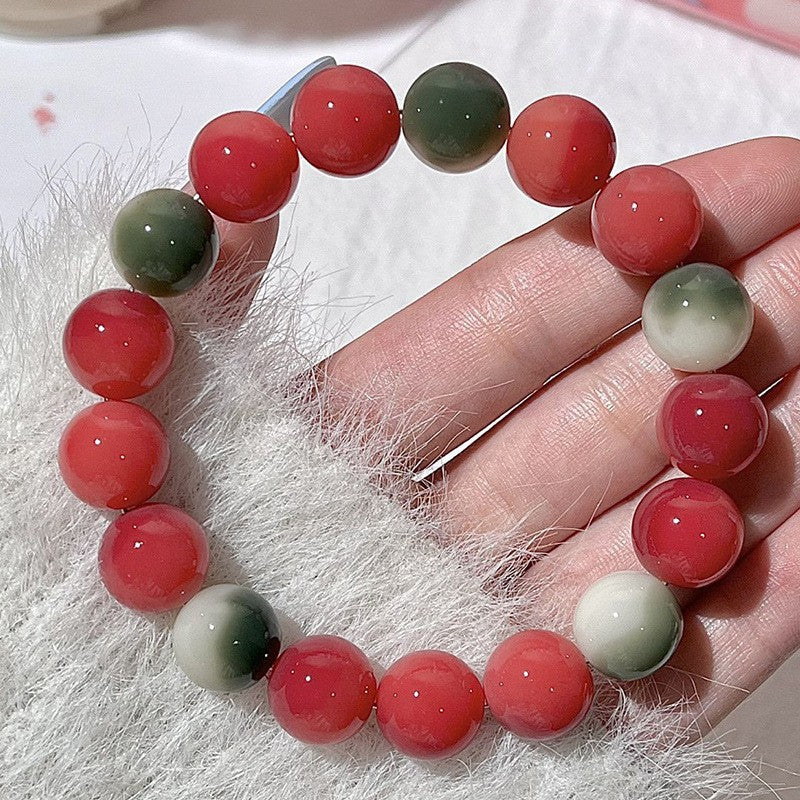 Natural Floral-Skin Jade-Like Bodhi Bead Bracelet – 12-13mm Round Beads