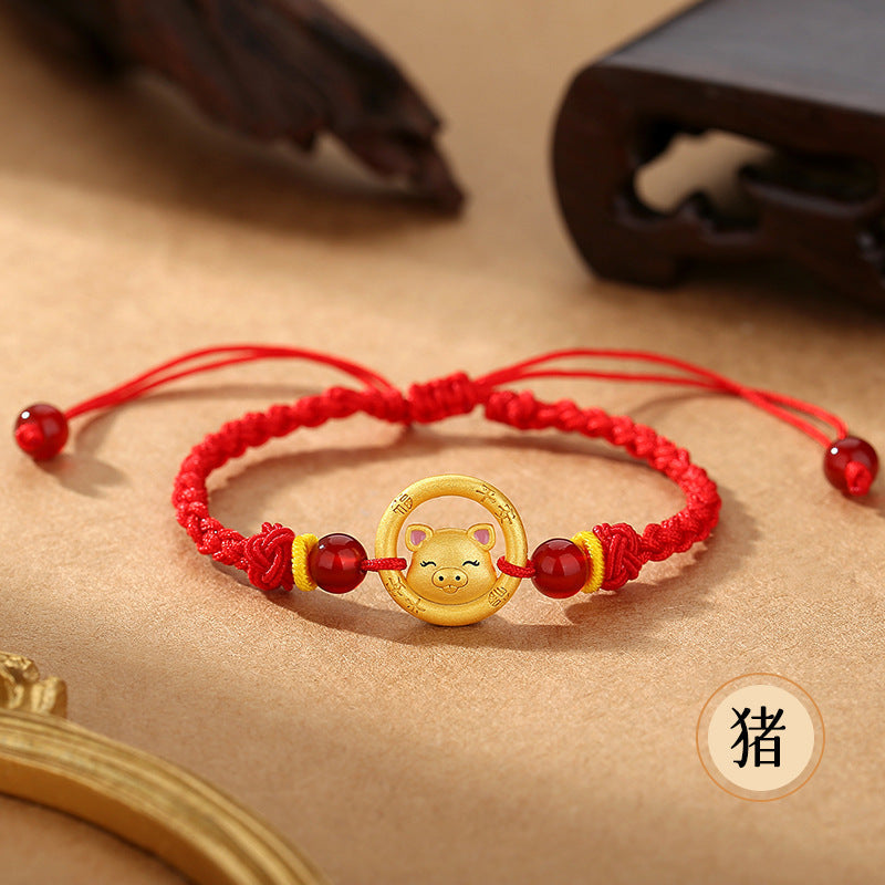 Red String Bracelet Featuring Chinese Zodiac Peace Circle and S925 Silver – Horse Year Good Luck Charm