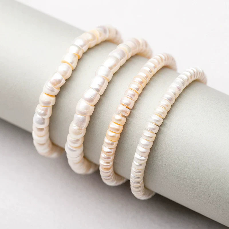 Natural Freshwater Pearl Straight-Cut & Tibetan Style Diagonal-Cut Bracelet – Elegant, Fashionable Women’s Jewelry