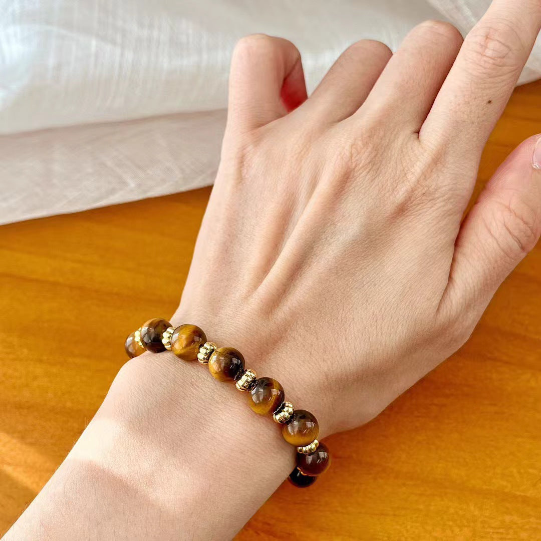 Vintage Maillard Style Natural Tiger's Eye Stone Bracelet