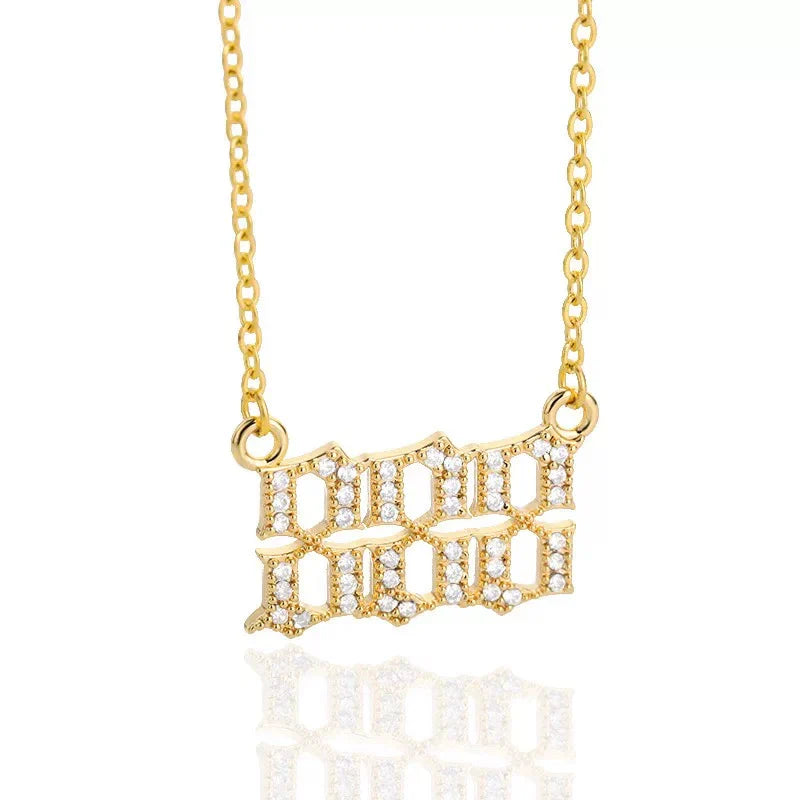 Angel Number Zircon Gold-Plated Necklace – Handmade & Radiantly Divine