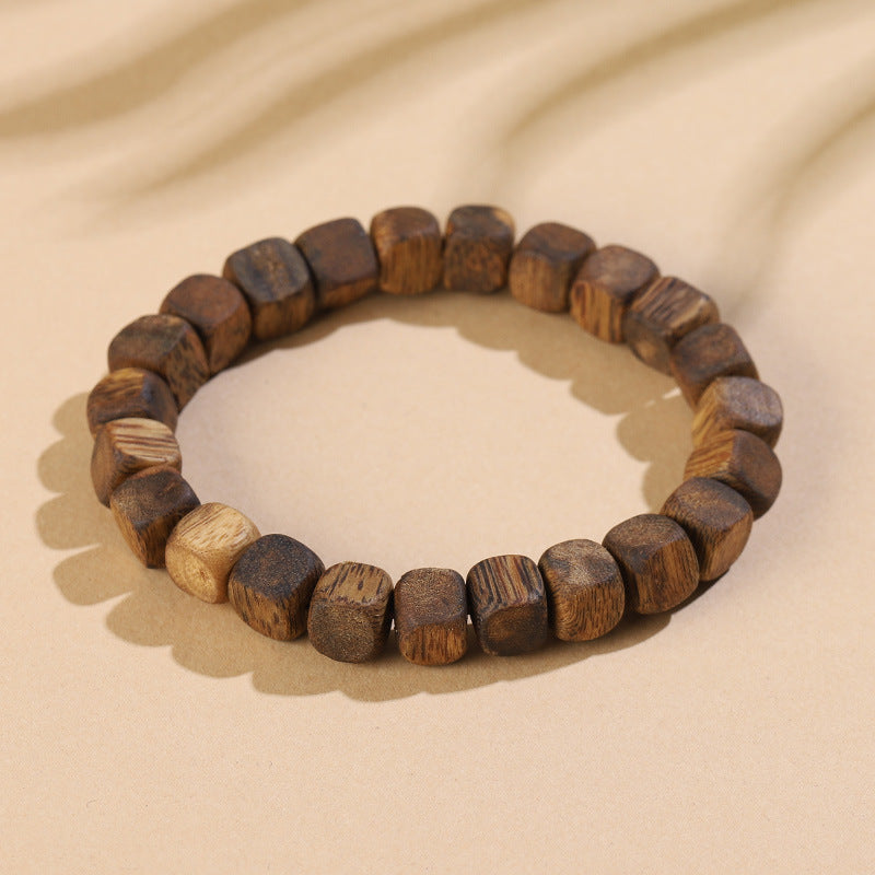 Natural Hainan Agarwood Cube Bead Bracelet – Health & Protection