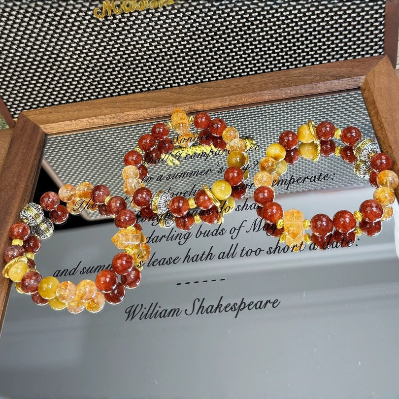 Nezha Energy Bracelet Citrine Crystal Tiger's Eye Dark Red Hematoid Bracelet