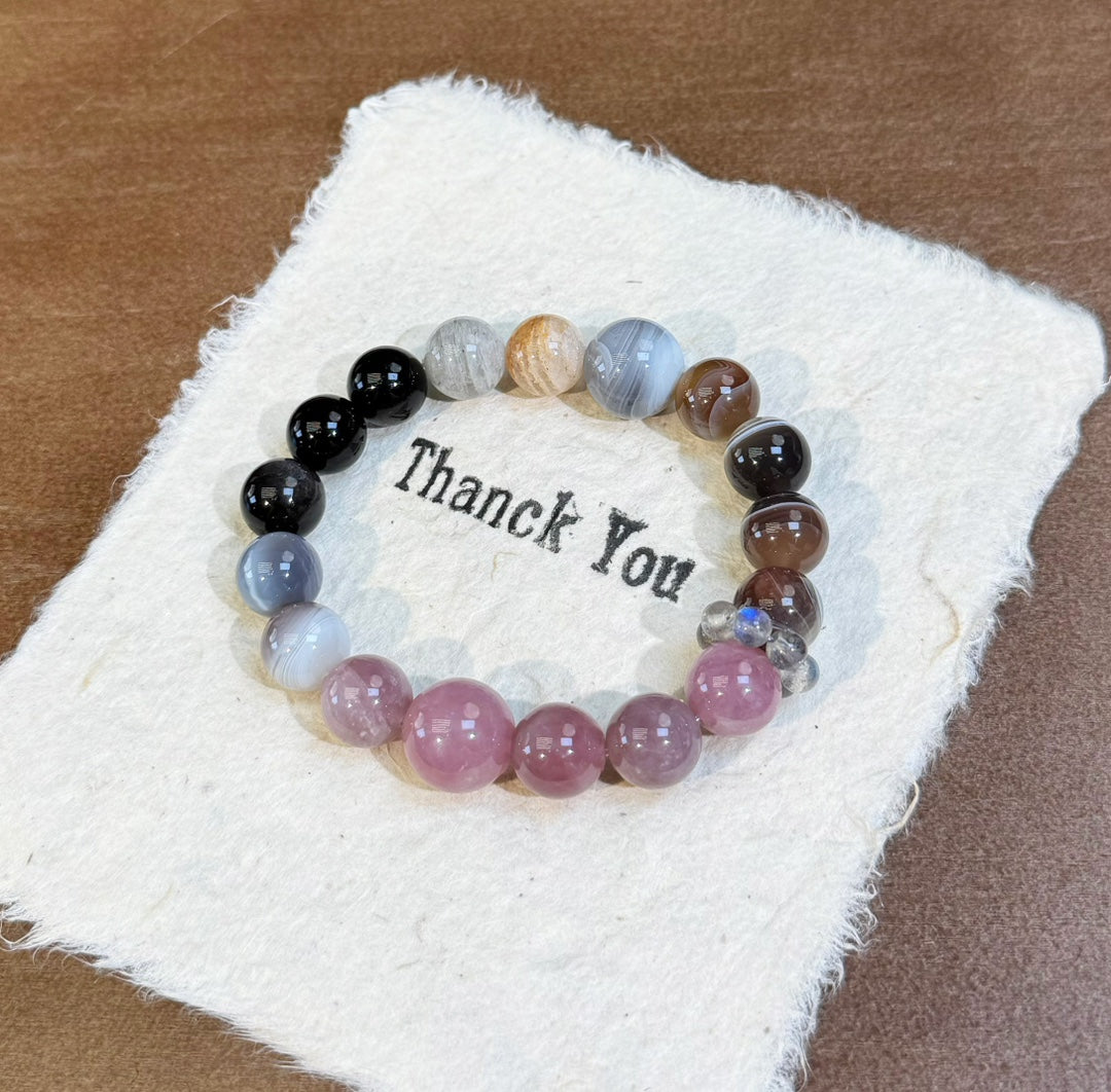 [Lady Rocky] Nezha Series Bracelet – Pink Agate & Thousand Layer Phantom Bracelet for Women
