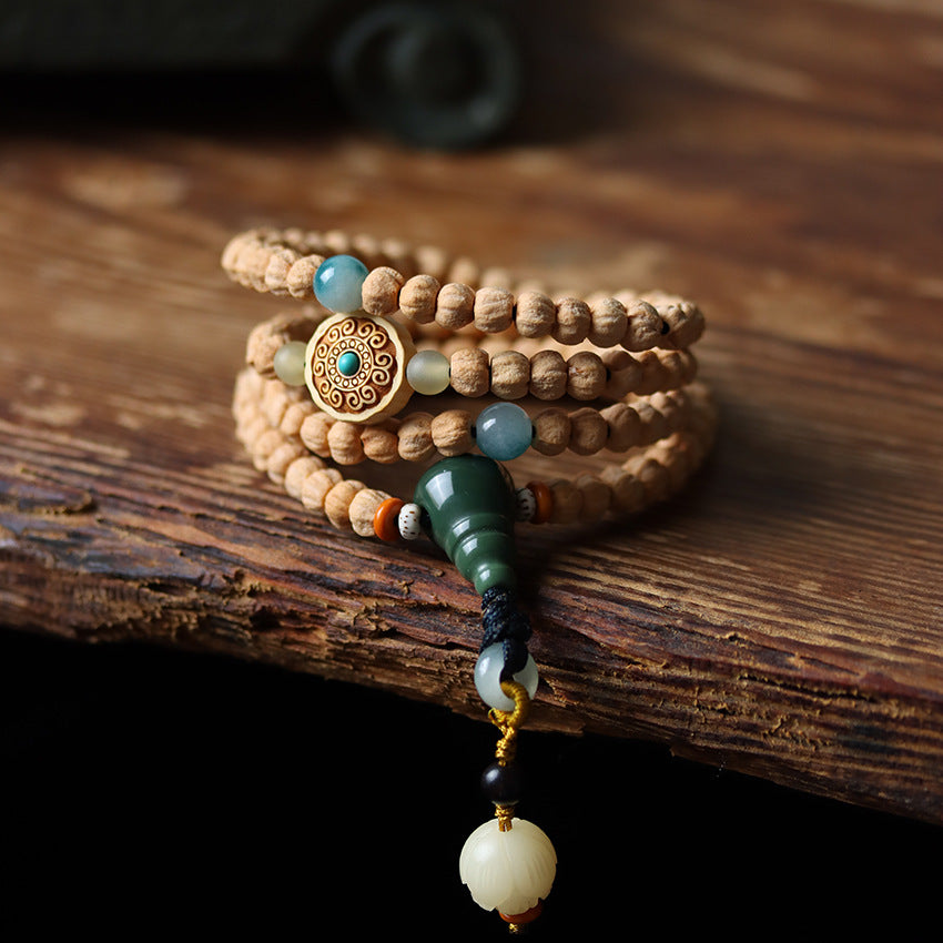 Tibetan Cypress Seed 108 Mala Beads Straight-Cut Tibetan-Style Ghost Face Bracelet