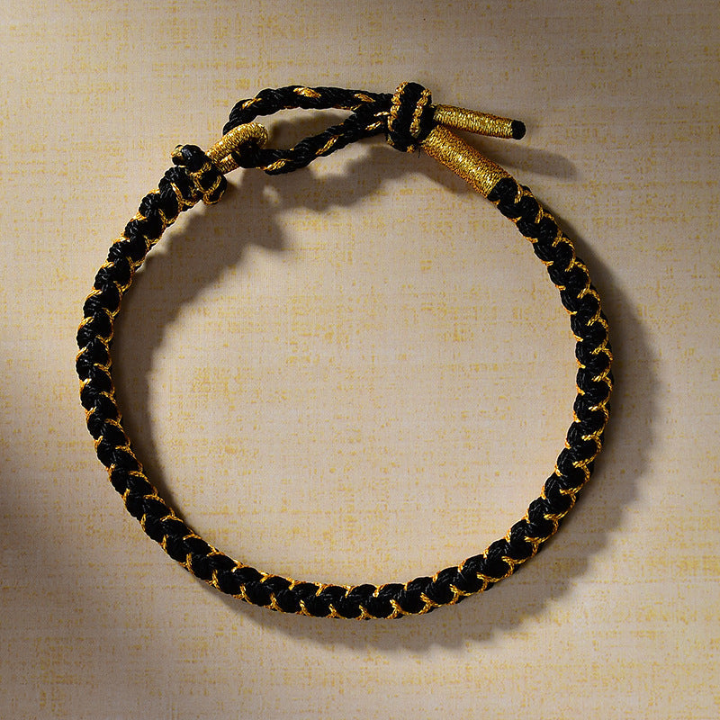 New Dragon Scale Braided Cord Bracelet with Peach Blossom Knot