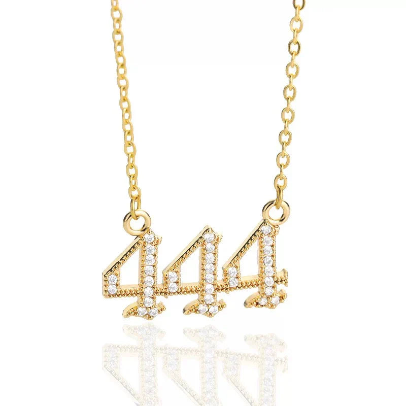 Angel Number Zircon Gold-Plated Necklace – Handmade & Radiantly Divine