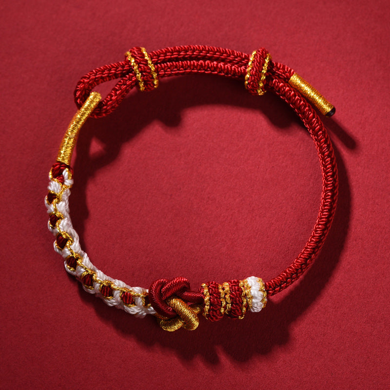 Handmade Mandala Knot Red String Bracelet – Peach Blossom Knot for Couples