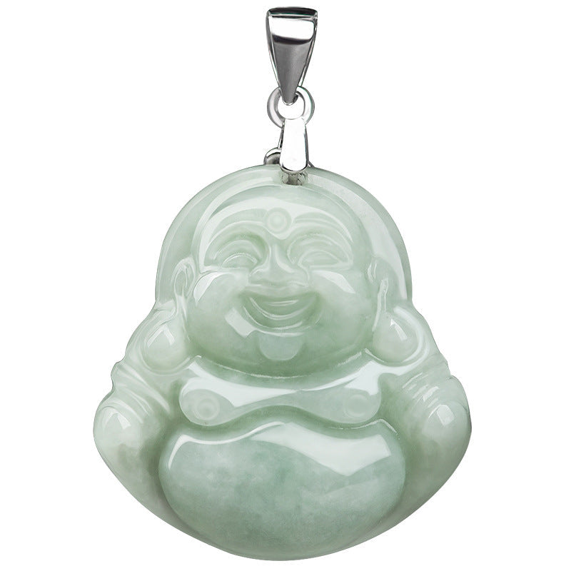 925 Silver Jadeite Little Buddha Pendant – A Grade Myanmar Jade, Lucky Charm
