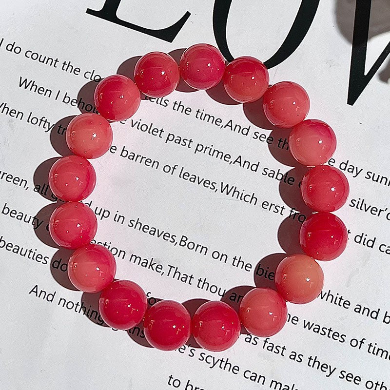 Natural Floral-Skin Jade-Like Bodhi Bead Bracelet – 12-13mm Round Beads