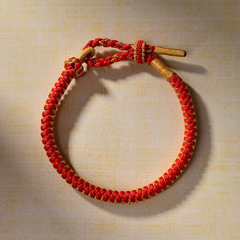 New Dragon Scale Braided Cord Bracelet with Peach Blossom Knot