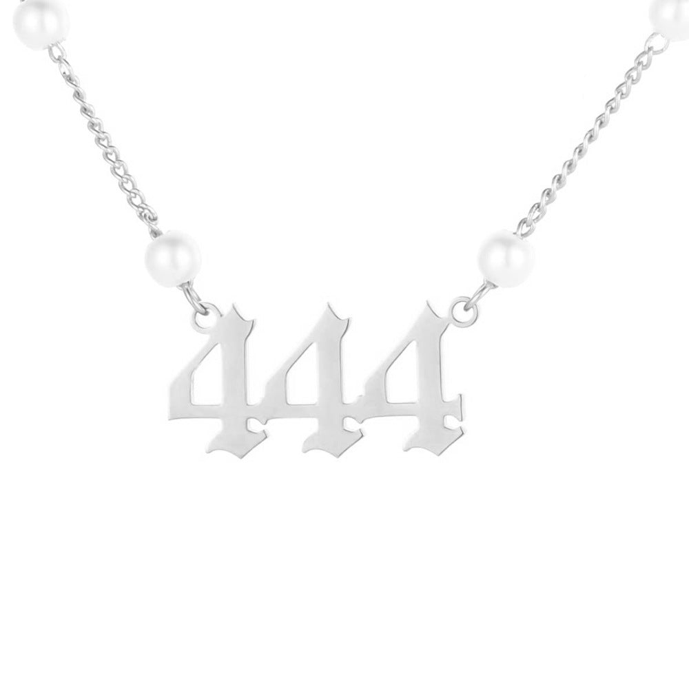 Angel Number Pearl Pendant Necklace for Women – Non-Tarnish Stainless Steel Chain with Lucky Number Charm