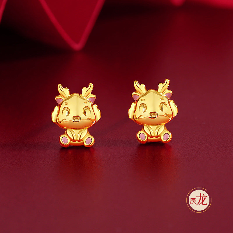 Women’s S925 Silver Chinese 12 Zodiac Earrings, Year of the Horse Lucky Jewelry