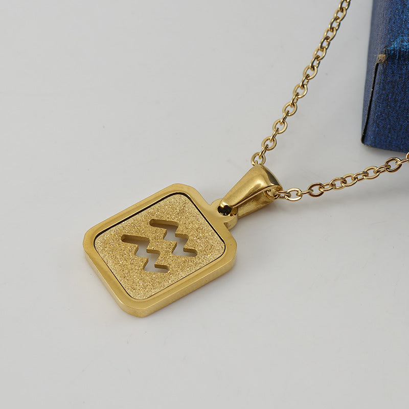 New Zodiac Sign Necklace – 12 Constellations Gold-Tone Titanium Steel Pendant