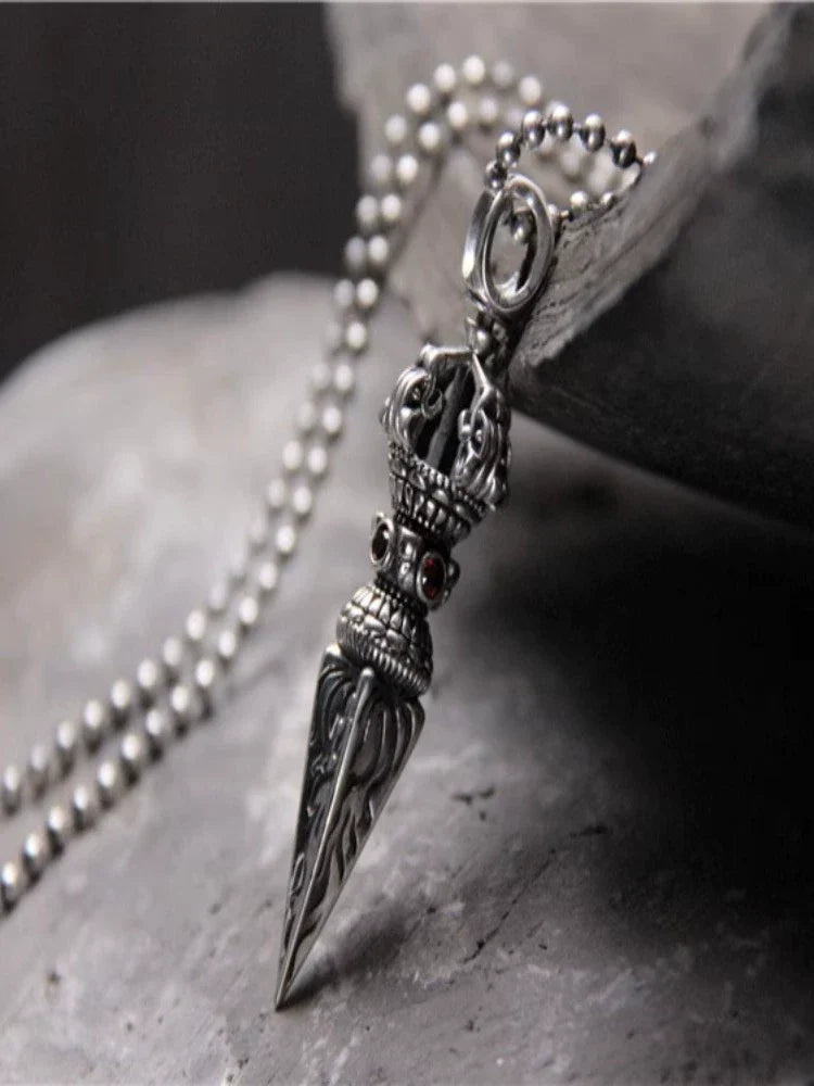 S925 Sterling Silver Body Protector Vajra Pestle Pendant