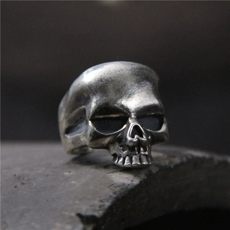 Adjustable S925 Sterling Silver Vintage Skull Ring for Men