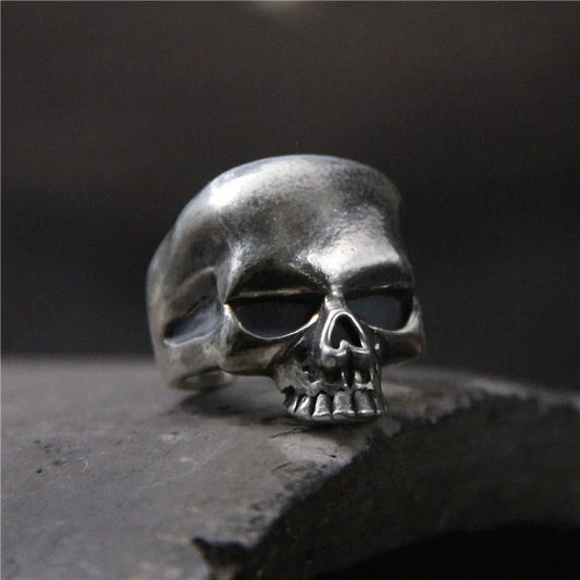 Adjustable S925 Sterling Silver Vintage Skull Ring for Men