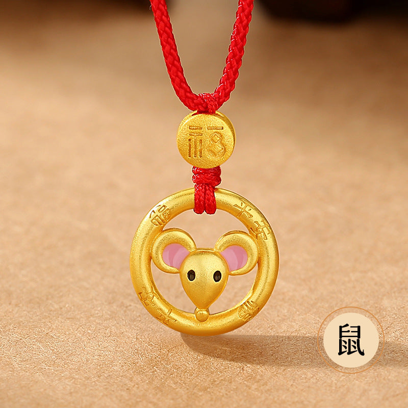 Year of the Horse Chinese Zodiac Red String Necklace – Handwoven Luck Amulet