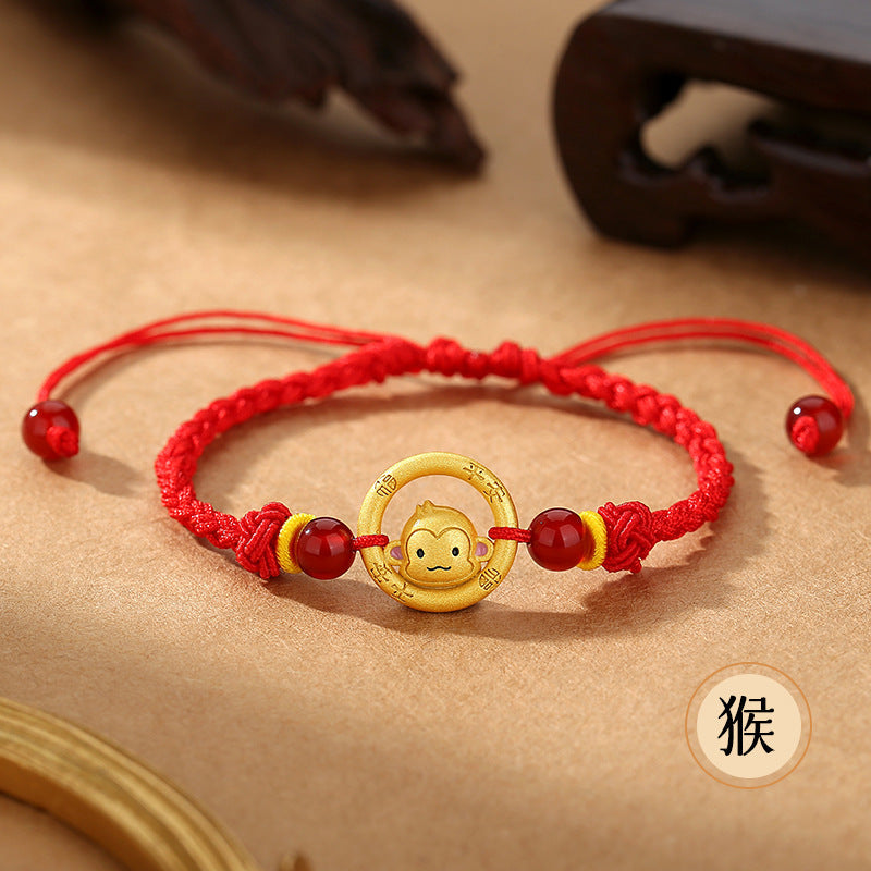 Red String Bracelet Featuring Chinese Zodiac Peace Circle and S925 Silver – Horse Year Good Luck Charm