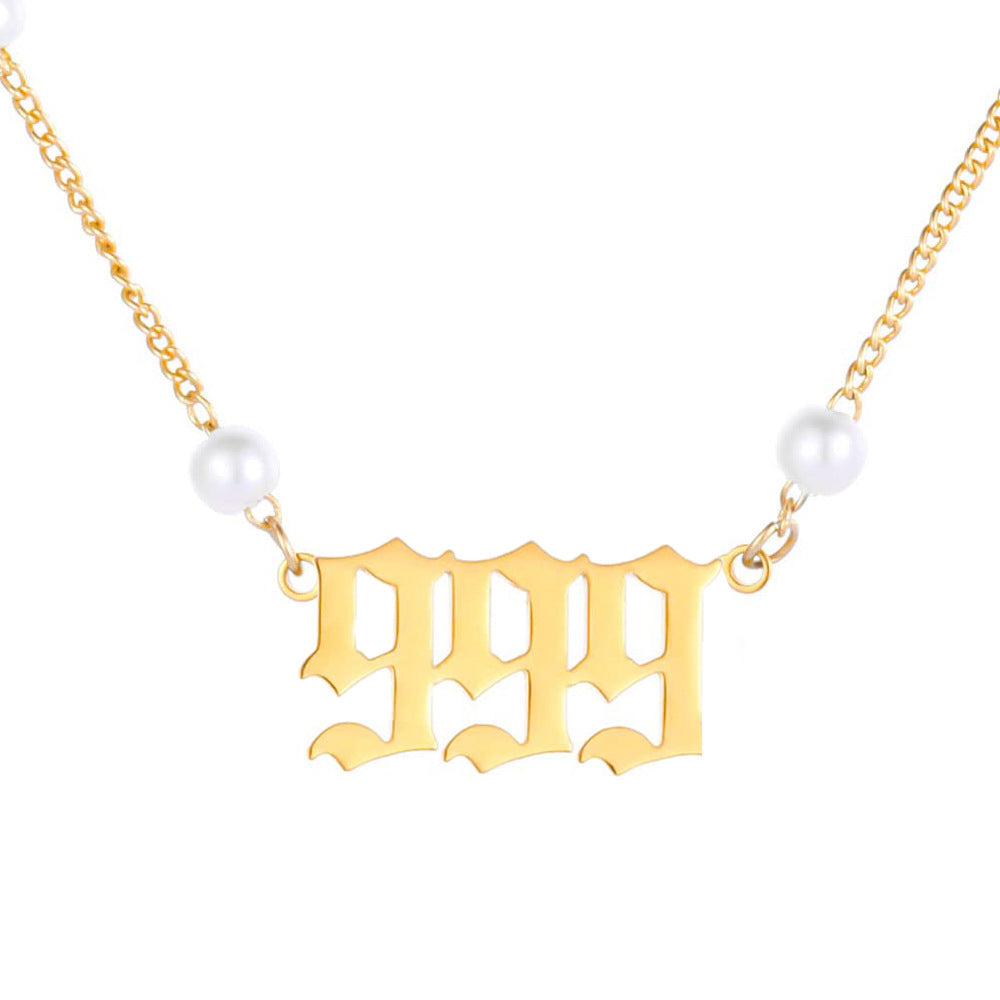 Angel Number Pearl Pendant Necklace for Women – Non-Tarnish Stainless Steel Chain with Lucky Number Charm