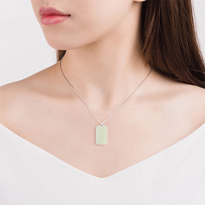 Natural Aged Hetian White Jade Wushi Plaque Pendant for Women