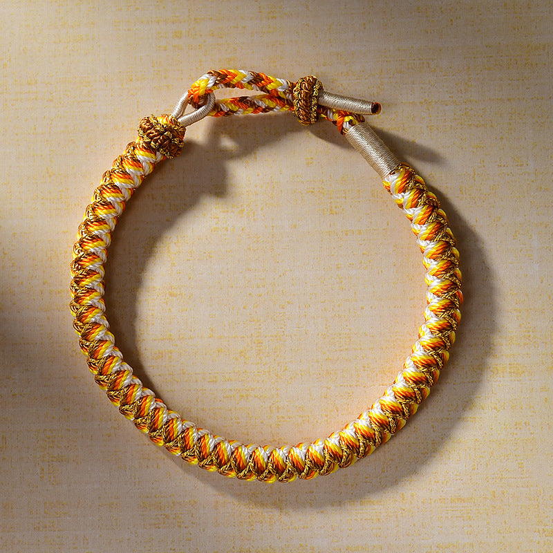 New Dragon Scale Braided Cord Bracelet with Peach Blossom Knot