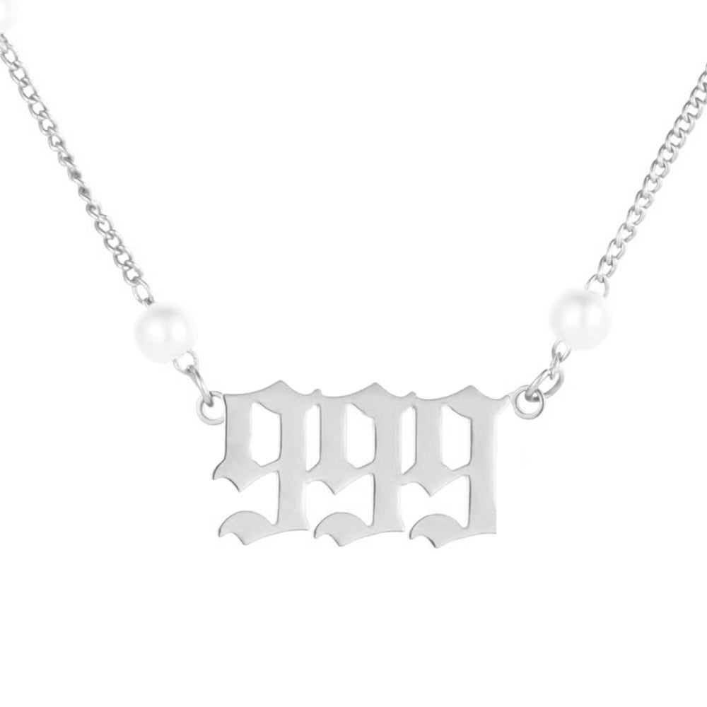 Angel Number Pearl Pendant Necklace for Women – Non-Tarnish Stainless Steel Chain with Lucky Number Charm