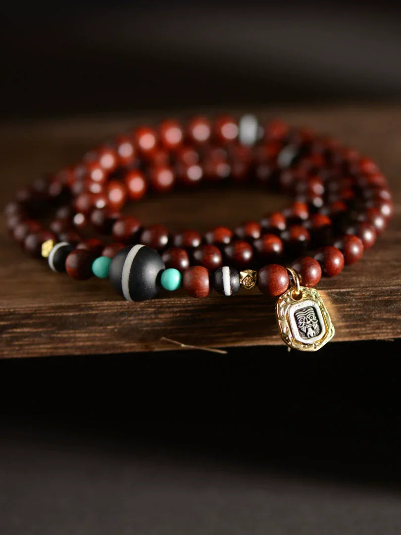 Fashion Lobular Red Sandalwood Bracelet Handmade Three-String Bracelet