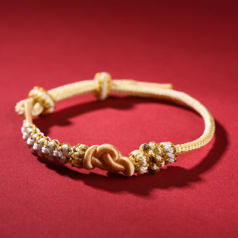 Handmade Red String Bracelet with Mandala Peach Blossom Knot – Couples’ Matching Set for Love and Connection