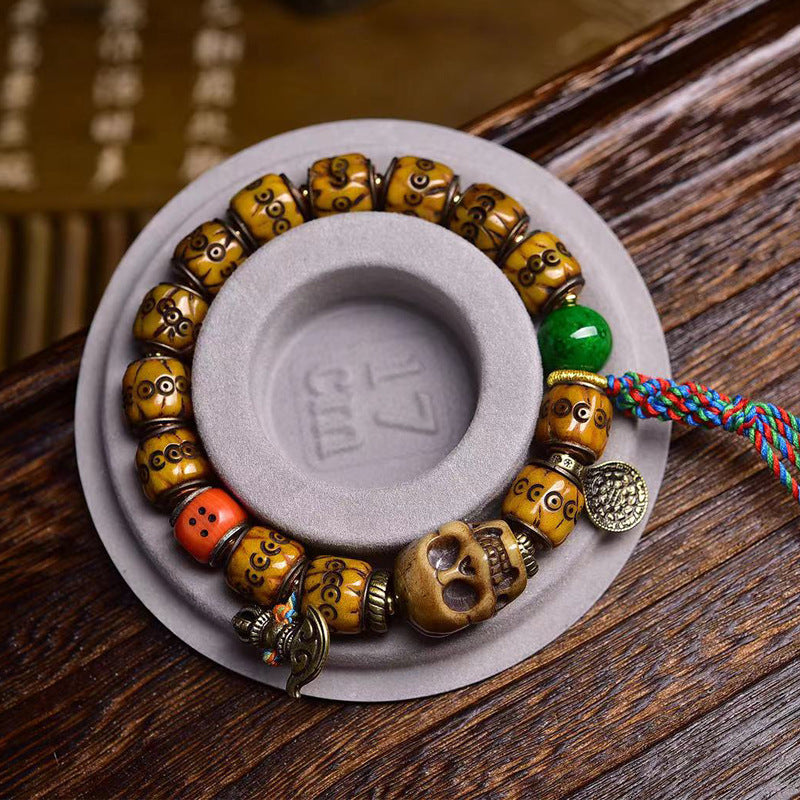 Tibetan Hand-Carved Yak Bone Bracelet – Unique Spiritual Tibetan-Style Bracelet