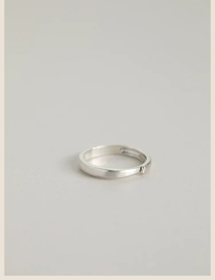 Buddha3bodhi Minimalist Vintage Pure Silver Matte Couple Rings - Adjustable