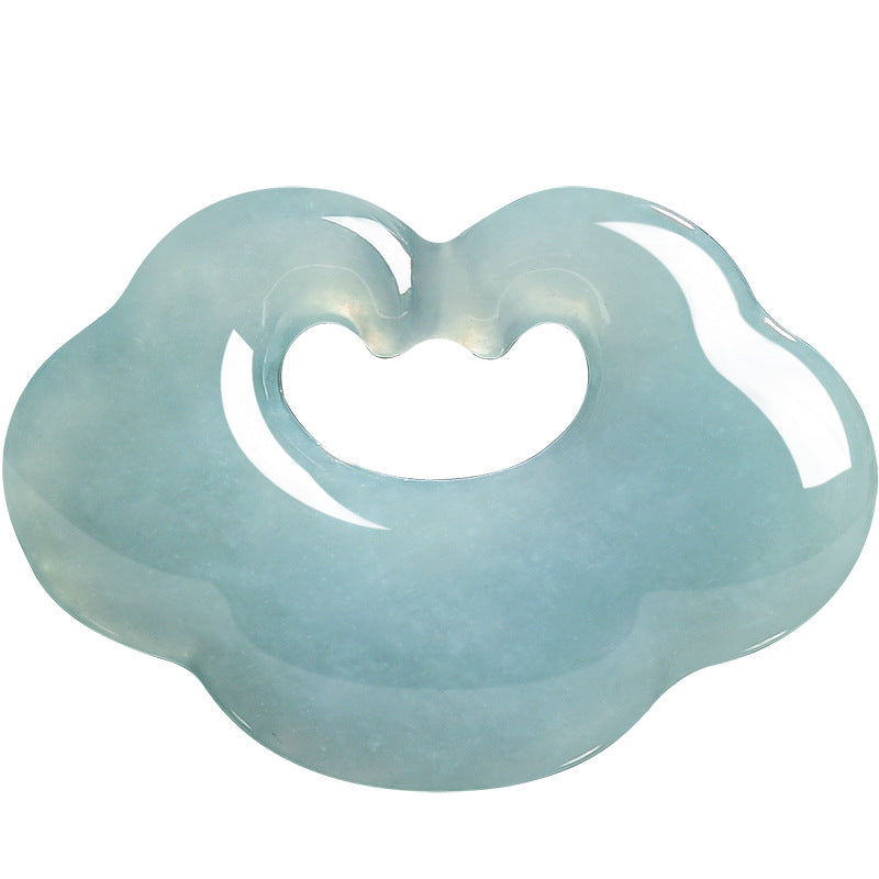 Natural Ice Blue Jadeite Ruyi Pendant – Genuine A-Grade Blue Water Jade for Protection, Blessings & Good Fortune