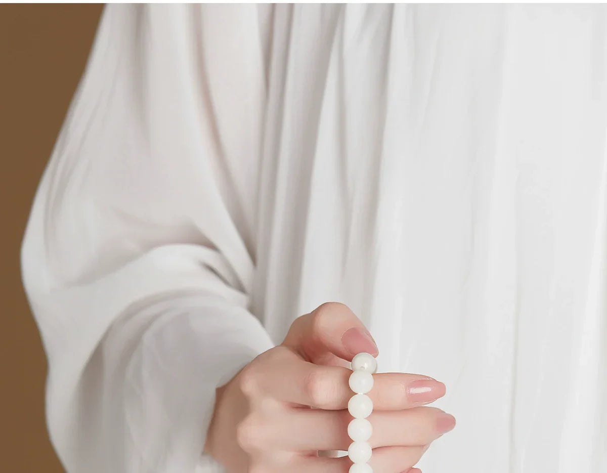 Natural White Jade Bodhi Bead Bracelet Buddhist  Beads