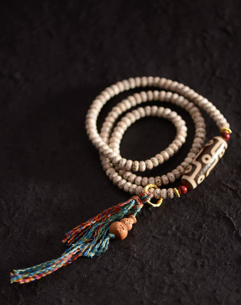 Star & Moon Bodhi Bracelet Nine-Eyed Dzi Beads Handstring