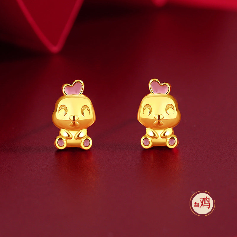 Women’s S925 Silver Chinese 12 Zodiac Earrings, Year of the Horse Lucky Jewelry