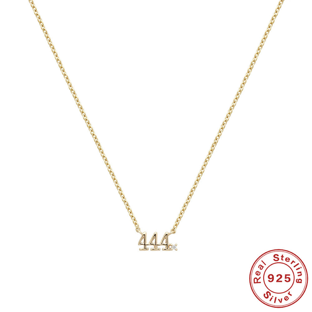 S925 Sterling Silver Angel Number Necklace Zirconia Pendant Dainty Necklace