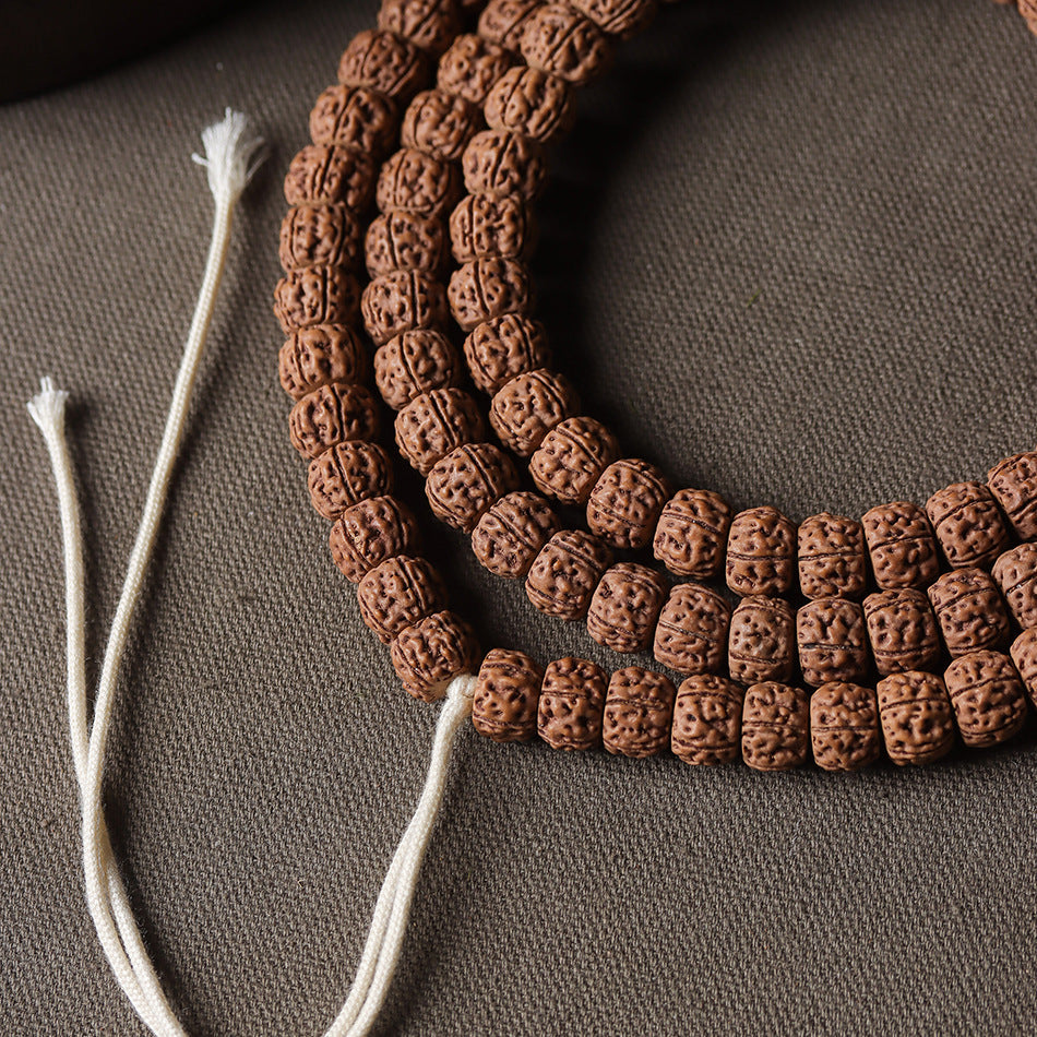 Natural Rudraksha Coiled Dragon Pattern 108 Mala Beads Prayer Beads