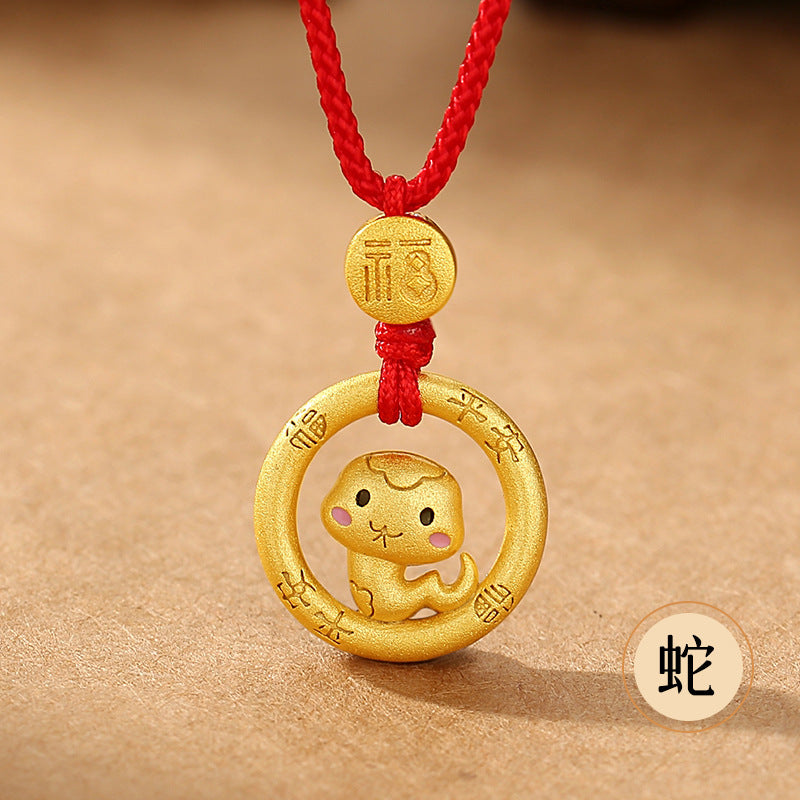 Year of the Horse Chinese Zodiac Red String Necklace – Handwoven Luck Amulet