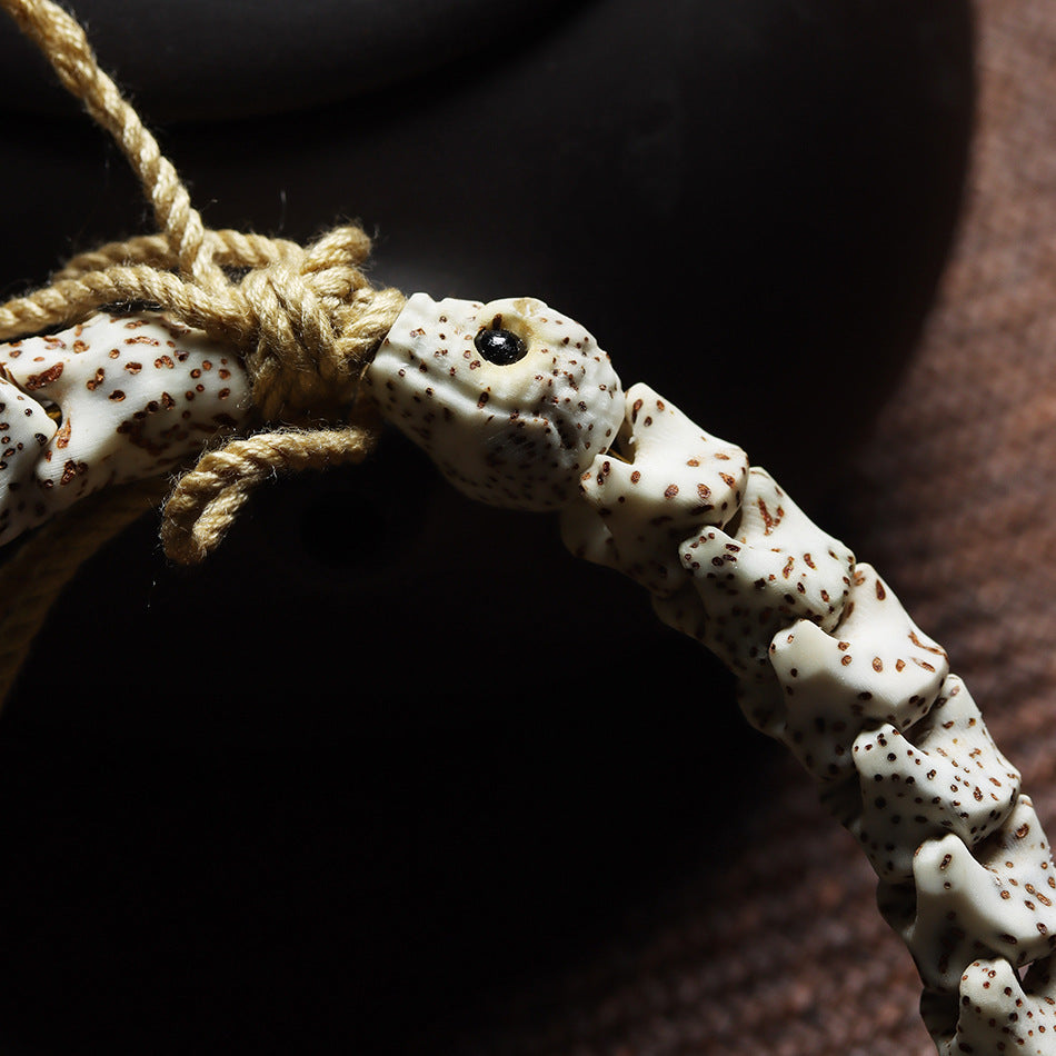 Natural Star and Moon Bodhi Snake Bone Carved Bracelet