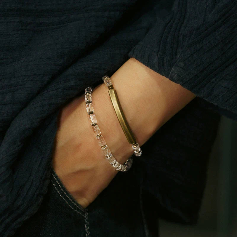 Double-Layer White Quartz Bracelet Layered Crystal Energy Jewelry for Women