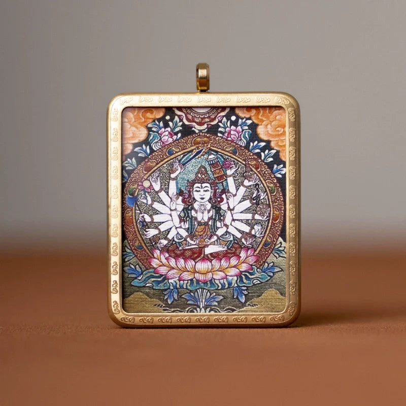 Tibetan Thangka  Amulet Talisman Pendant Necklace (35mm*45mm)