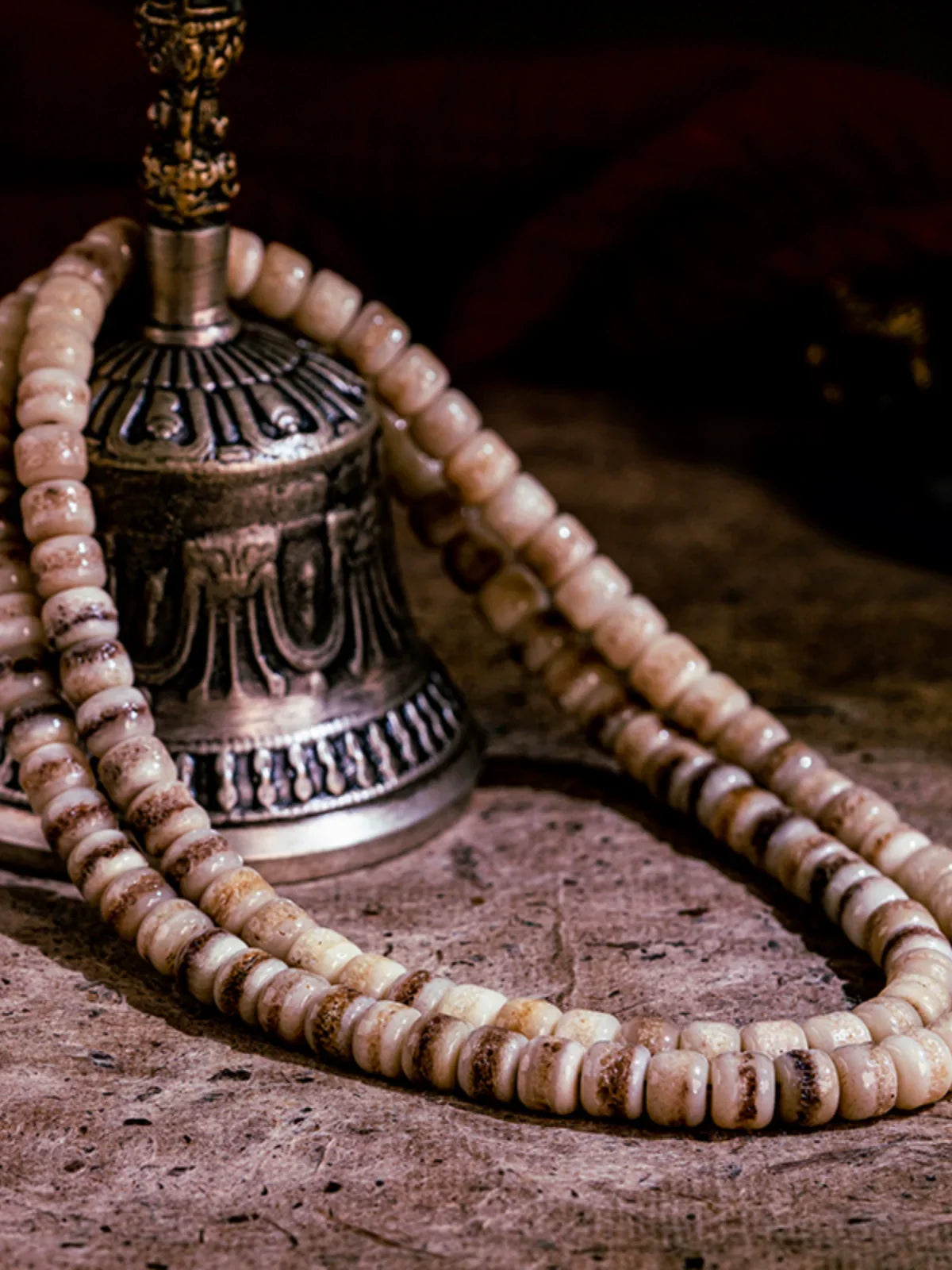 Tibetan Gabala Yak Bone 108 Beads Mala Bracelet for Meditation 10*8mm