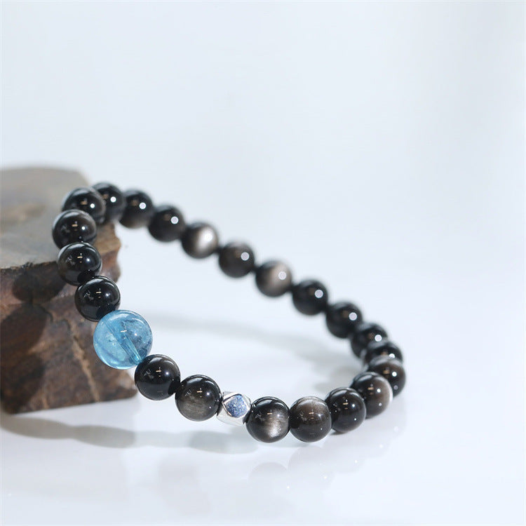 Buddha3bodhi Natural Silver Obsidian DIY Design Simple Feng Shui Bracelet