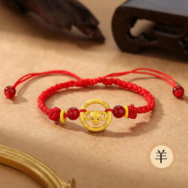 Red String Bracelet Featuring Chinese Zodiac Peace Circle and S925 Silver – Horse Year Good Luck Charm