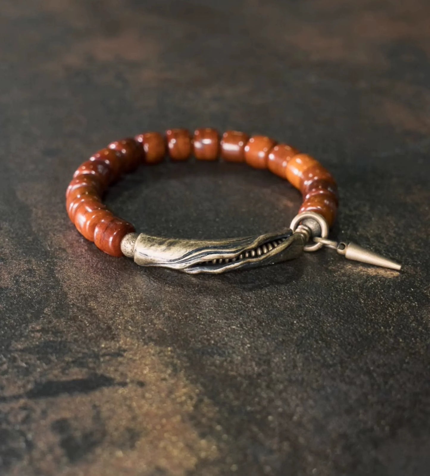 Tibetan Handmade Yak Bone Beaded Bracelet with Vintage Brass for Men and Women